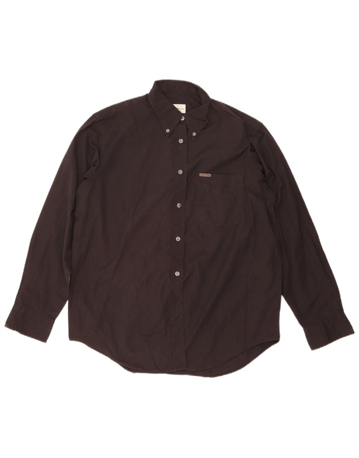CALVIN KLEIN Dame Oversized skjorte UK 14 Medium Sort Bomuld