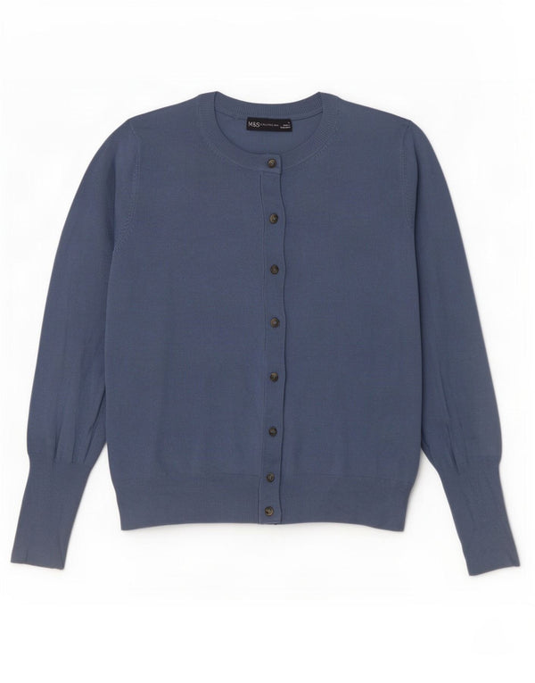 Marks & Spencer Dame Cardigan Sweater UK 12 Medium Blue Viscose