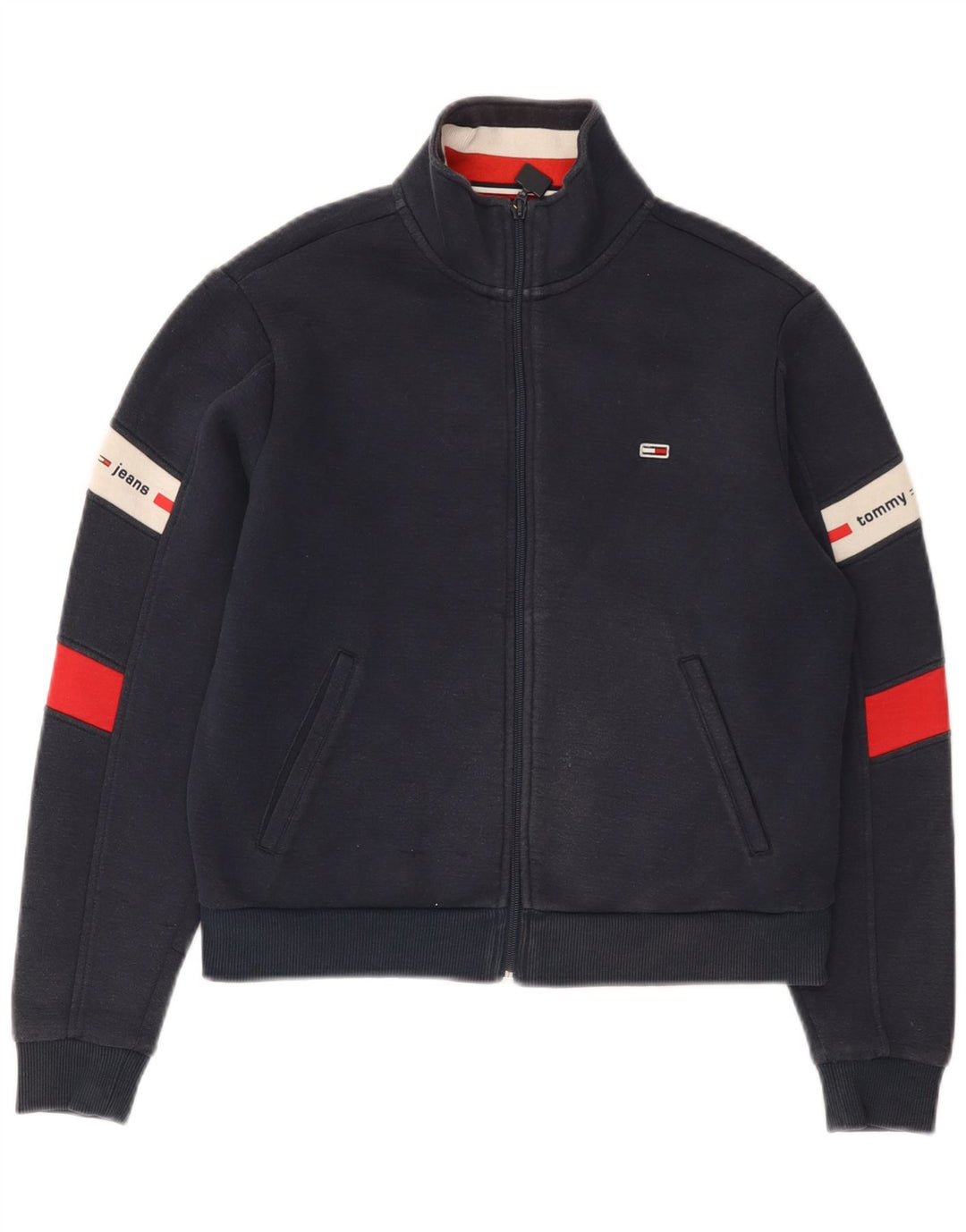 TOMMY HILFIGER Mens Tracksuit Top Jacket Small Navy Blue Colourblock