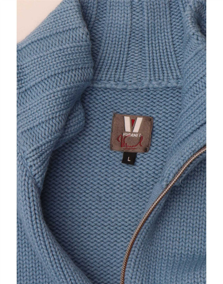 Vuarnet Herre cardigan sweater med fuld lynlås, stor blå farveblok