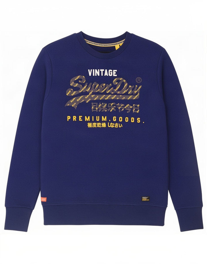 Superdry grafisk sweatshirt til mænd mellemblå bomuld
