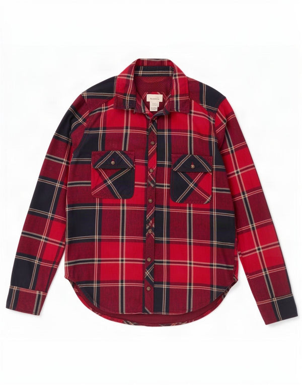 Abercrombie & Fitch Dameskjorte UK 10 Lille Rød Plaid Bomuld