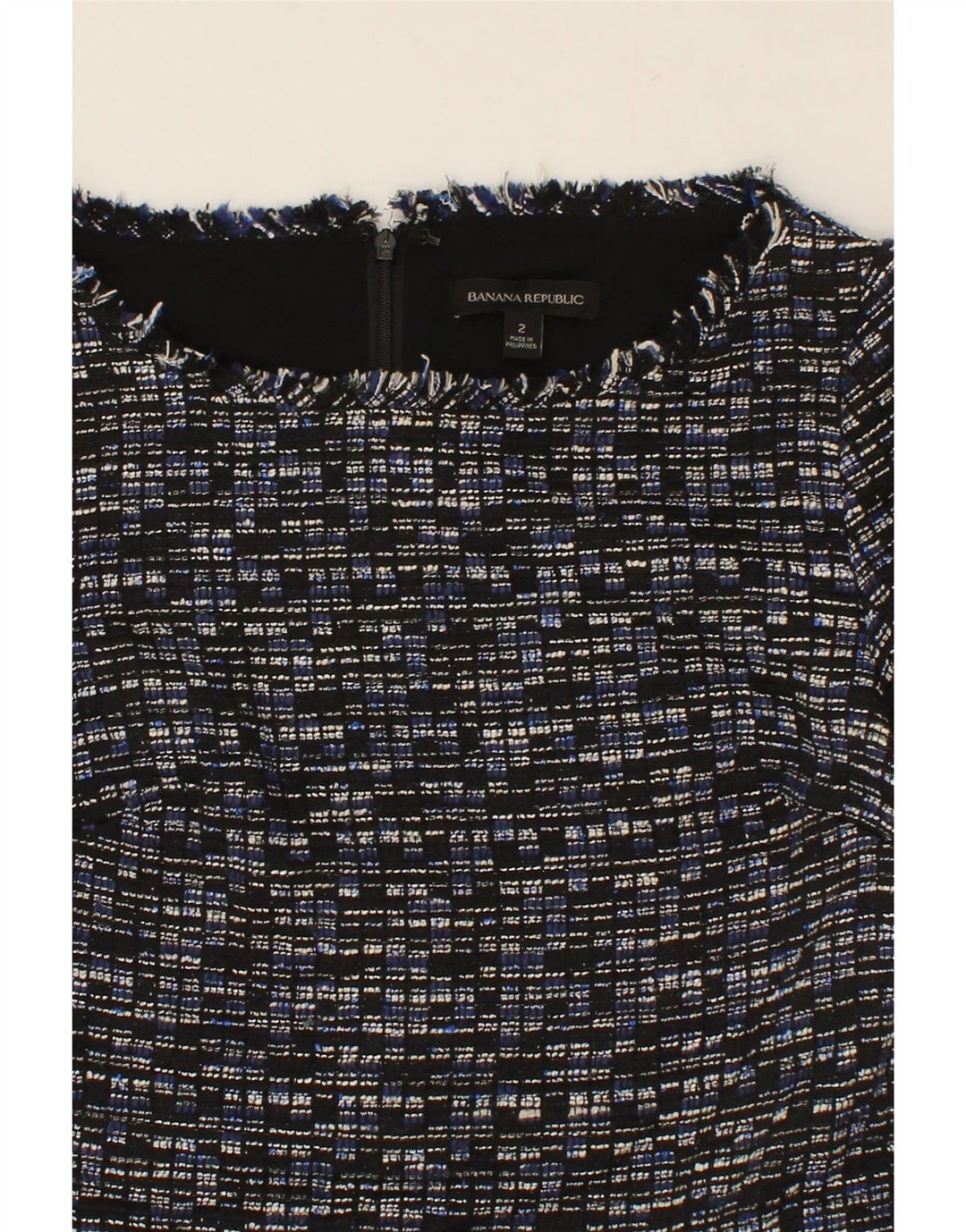 BANANA REPUBLIC Womens Sheath Dress US 2 XS Navy Blue Check Polyester Vintage Banana Republic and Second-Hand Banana Republic from Messina Hembry 