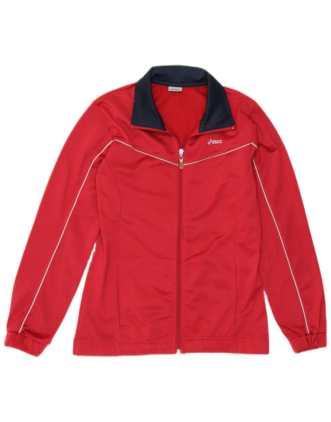 Asics træningsdragt topjakke til kvinder UK 14 Medium Rød Colourblock Polyester