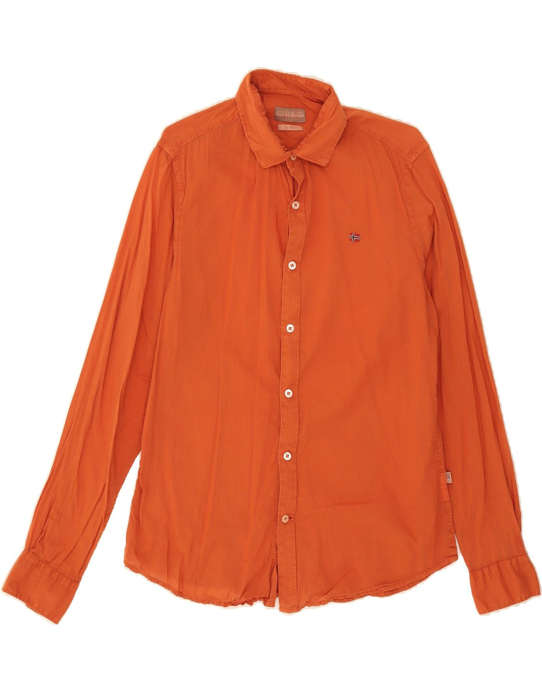 NAPAPIJRI Mens Slim Fit Shirt Medium Orange Vintage Napapijri and Second-Hand Napapijri from Messina Hembry 