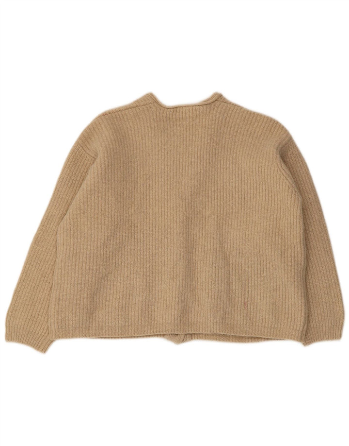 Dkny Dame Oversized Cardigan Sweater UK 10 Small Beige Uld