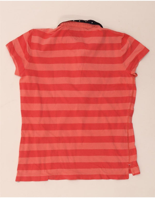Tommy Hilfiger grafisk poloshirt til kvinder UK 18 XL rødstribet bomuld