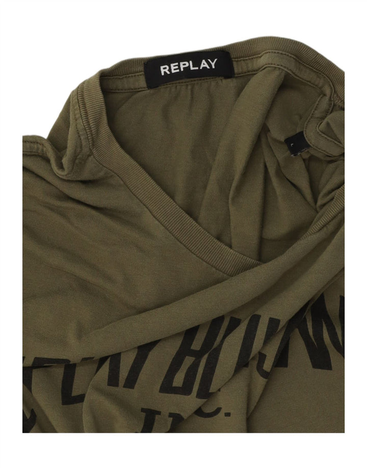 REPLAY Herre Grafisk T-Shirt Top Stor Khaki