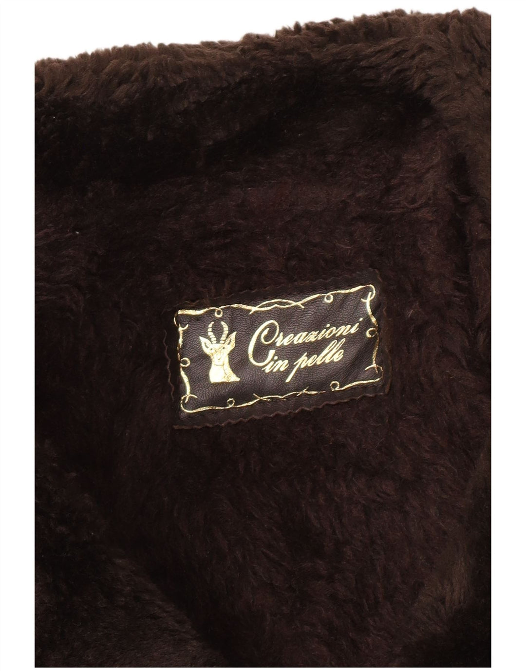 Vintage Herre Shearling Dobbeltradet frakke UK 36 lille brunt læder