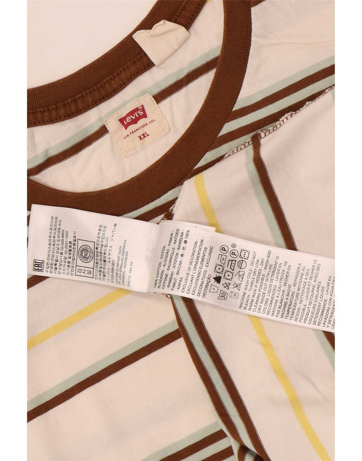 Levi's Herre T-Shirt Top 2XL Off White Stribet bomuld