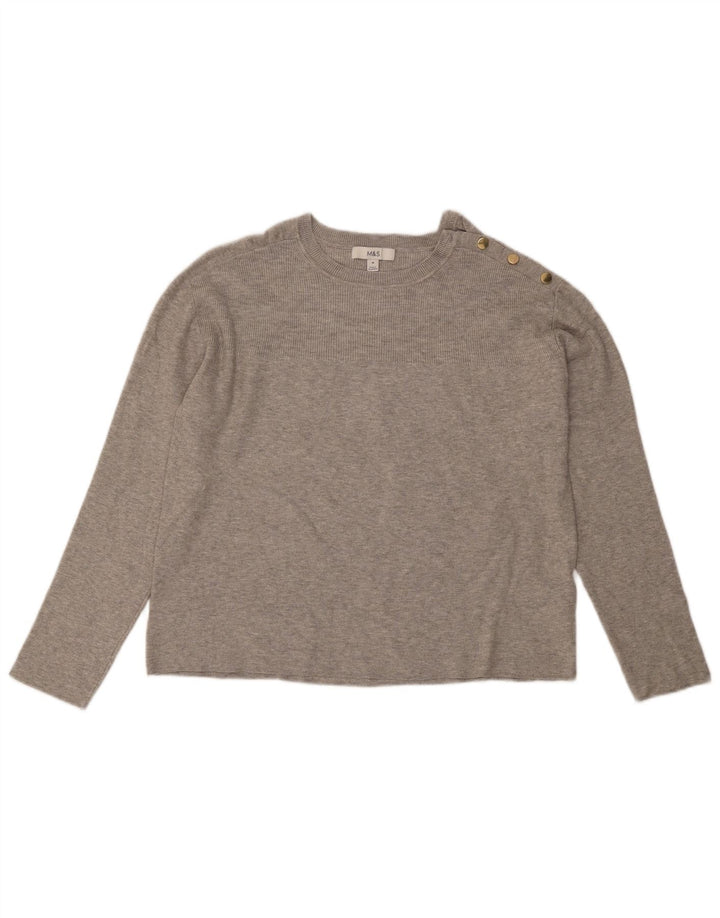 Marks & Spencer Dame Oversized Boat Neck Jumper Sweater UK 14 Medium Grey