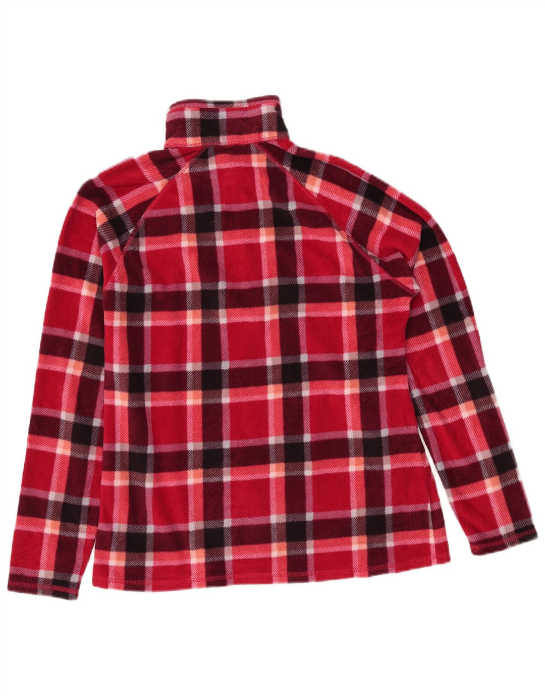 Eddie Bauer Dame lynlås-hals Fleece Jumper UK 14 Medium Red Check Polyester