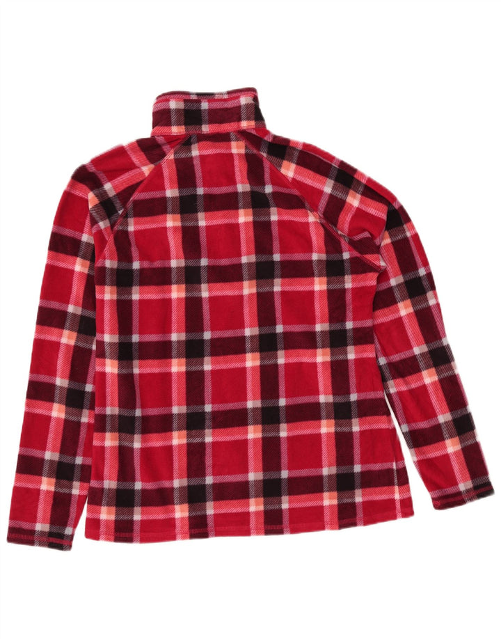 Eddie Bauer Dame lynlås-hals Fleece Jumper UK 14 Medium Red Check Polyester