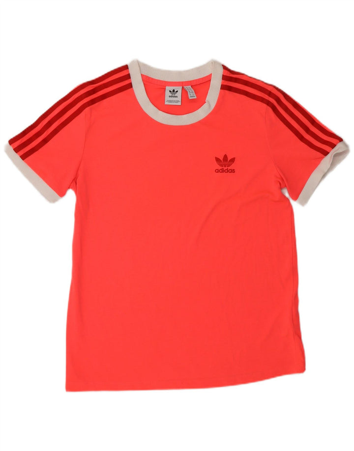 ADIDAS T-shirt top til kvinder UK 12 Medium Orange Polyester