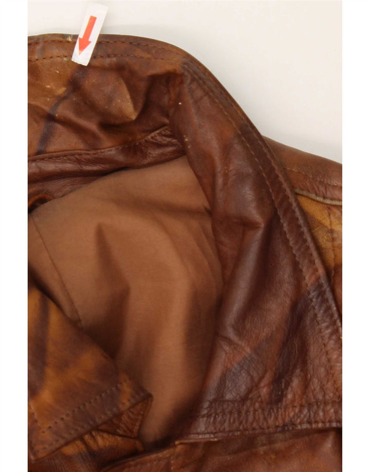 Vintage Herre Military Læderjakke UK 44 2XL Brun Læder