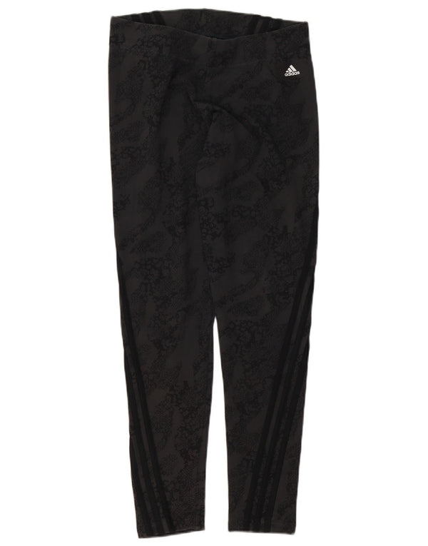 Adidas Womens Leggings UK 12/14 Medium Black Animal Print Bomuld