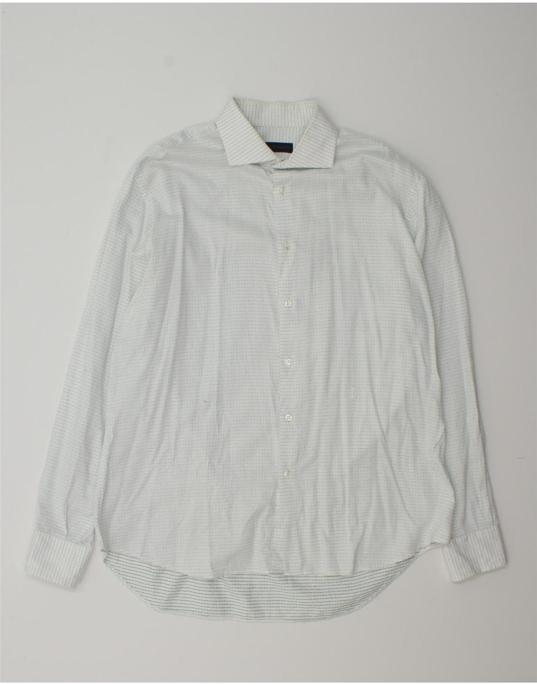 TRUSSARDI Mens Shirt Size 42 16 1/2 Large White Spotted Cotton Vintage Trussardi and Second-Hand Trussardi from Messina Hembry 
