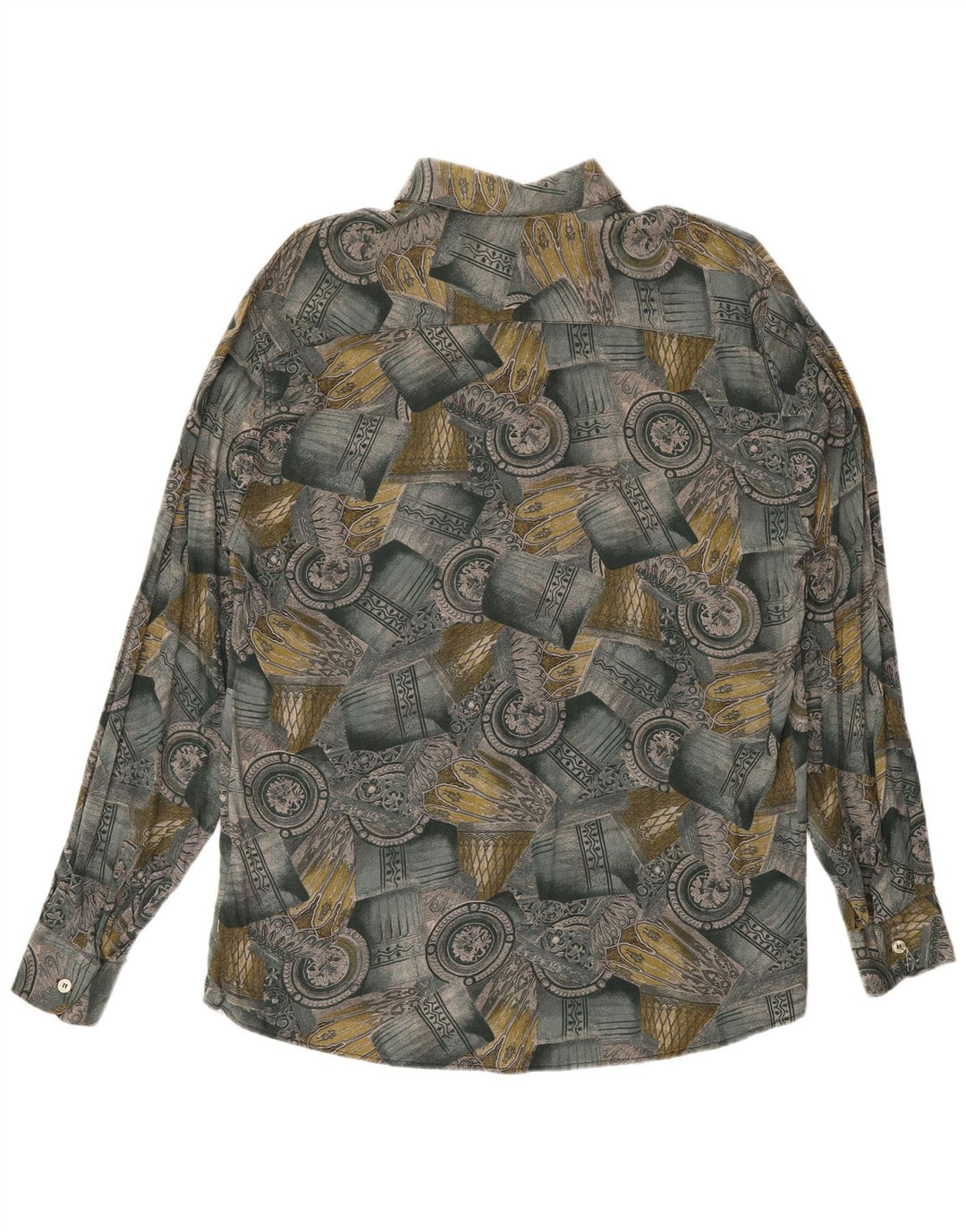 Vintage herreskjorte mellemgrøn patchwork