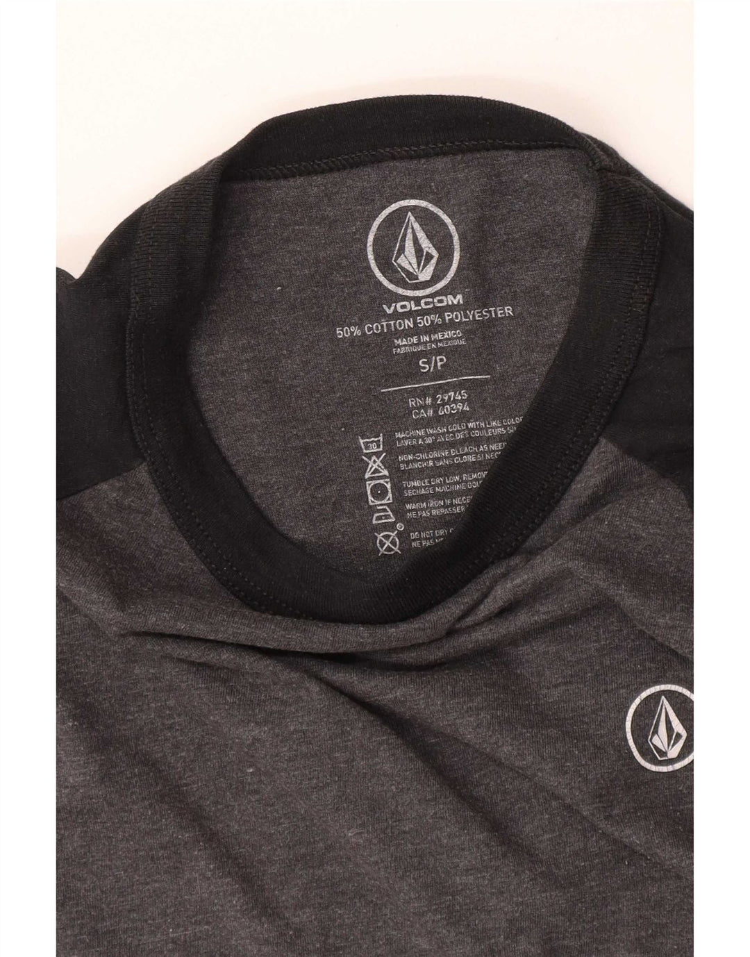 Volcom Dame Top 3/4 ærme UK 10 Small Grey Colourblock Bomuld