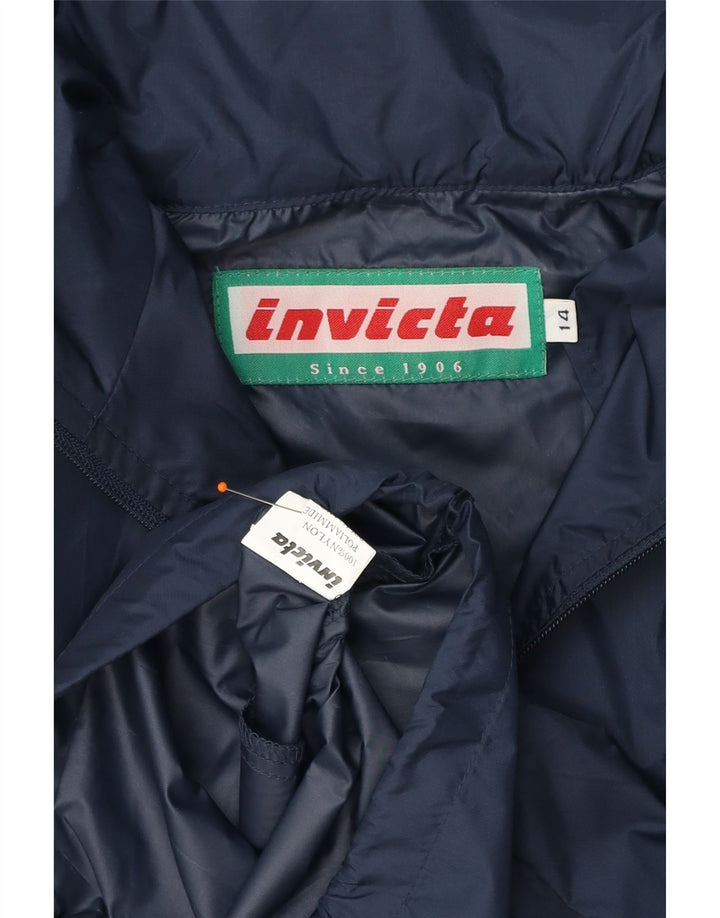 INVICTA Womens Oversized Graphic Rain Jacket UK 14 Large  Navy Blue Nylon