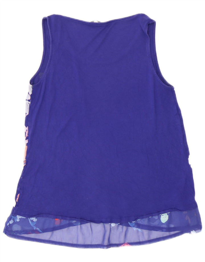 Desigual Dame ærmeløs bluse Top UK 12 Medium Blue Floral