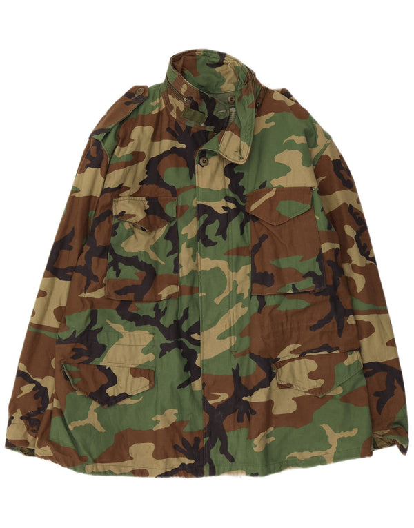 Vintage Herre Military Jacket UK 42 XL Grøn Camouflage Bomuld