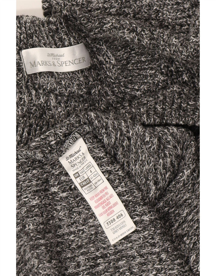 Marks & Spencer Herre sweater med rund hals, stor grå flækket akryl