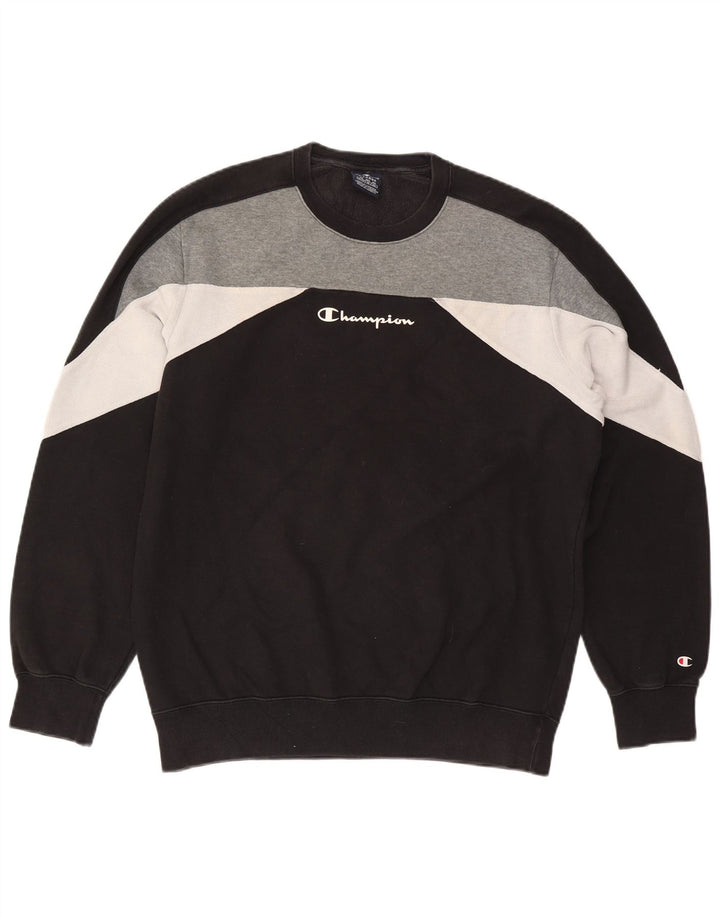 CHAMPION Grafisk sweatshirt til mænd XL Sort Colourblock Bomuld