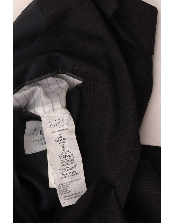 Marks & Spencer Herre 2-knaps blazerjakke UK 48 XL Grå Polyester