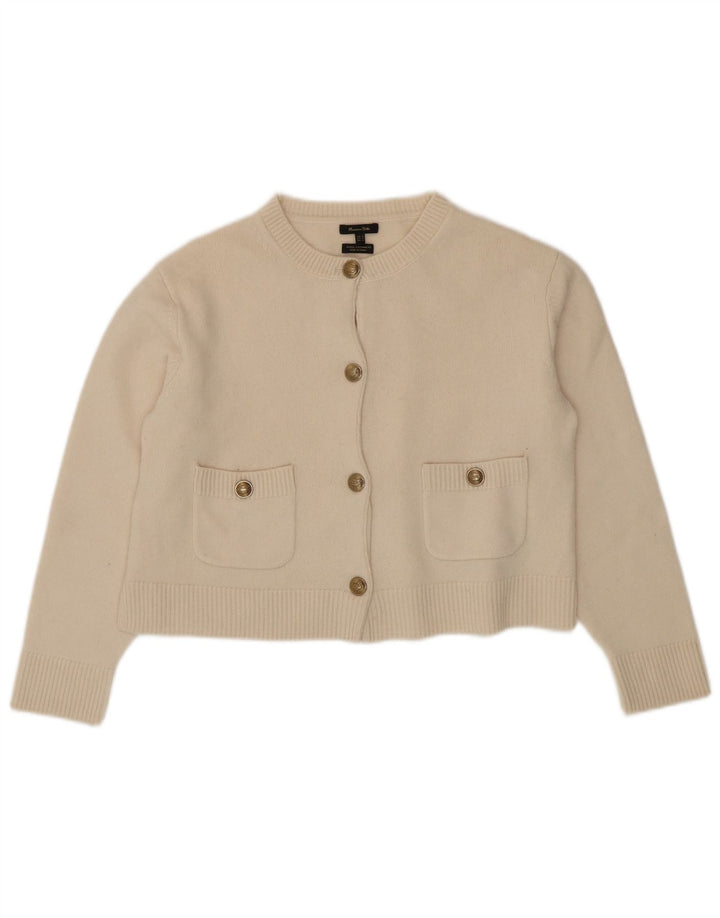 Massimo Dutti Dame Crop Cardigan Sweater UK 14 Medium Beige Uld