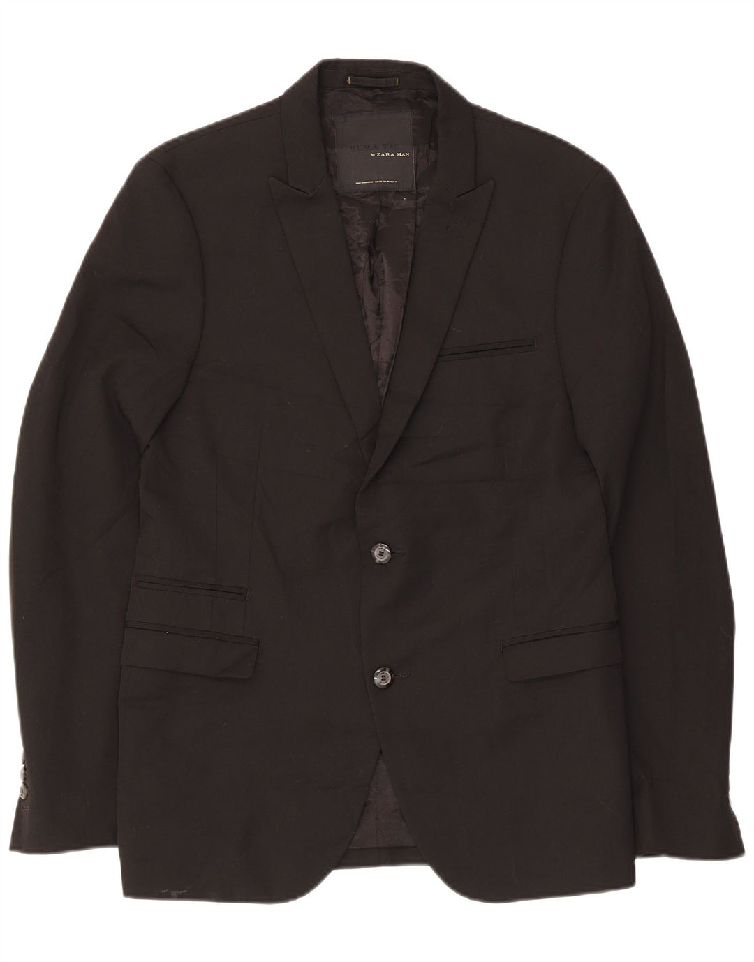 Zara Herre 2-knaps blazerjakke EU 50 Medium Sort Polyester