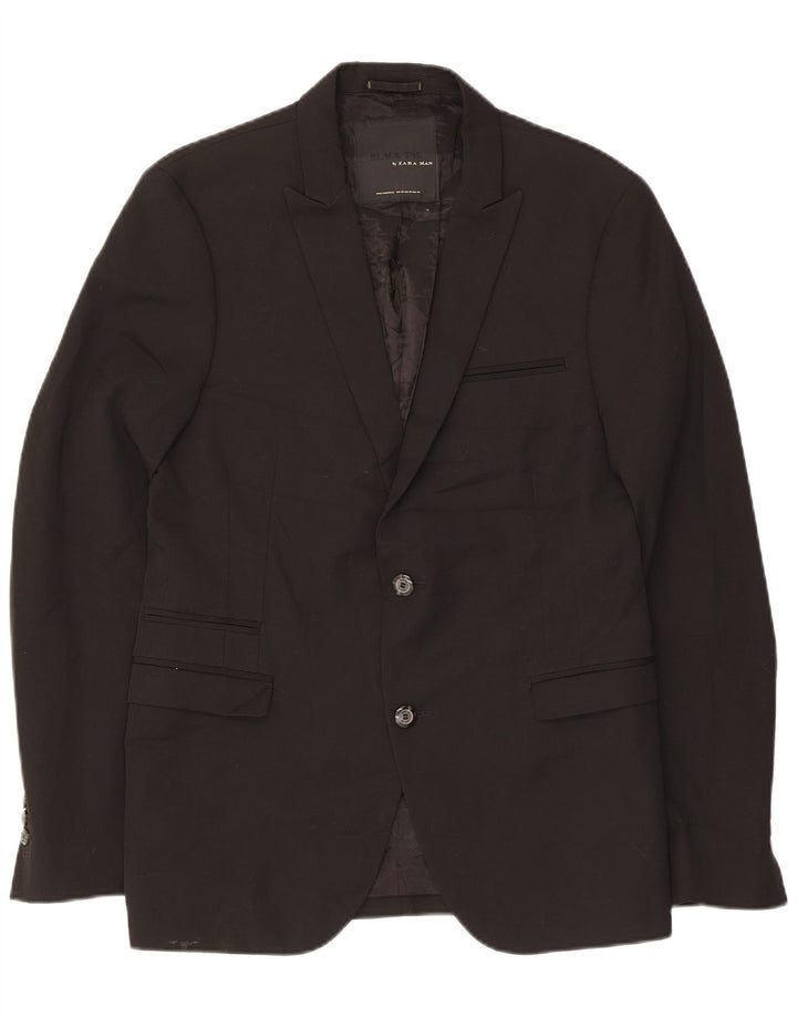 Zara Herre 2-knaps blazerjakke EU 50 Medium Sort Polyester