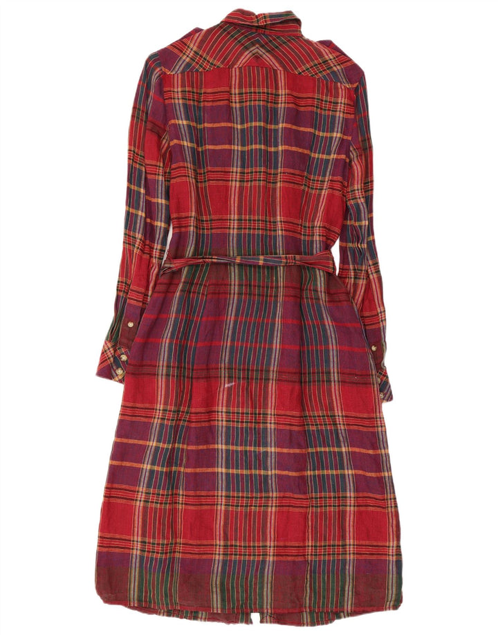 RALPH LAUREN Militærskjortekjole til kvinder US 4 Lille rødt ternet linned