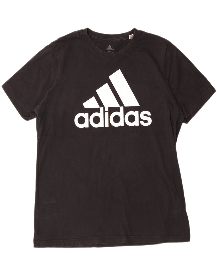 ADIDAS Mens Graphic T-Shirt Top Large Black Cotton Vintage Adidas and Second-Hand Adidas from Messina Hembry 