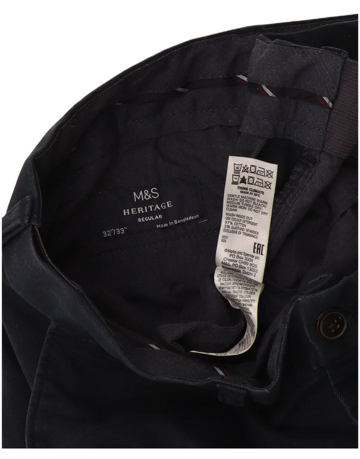 Marks & Spencer Heritage Regular Chino Bukser W32 L33 Marineblå