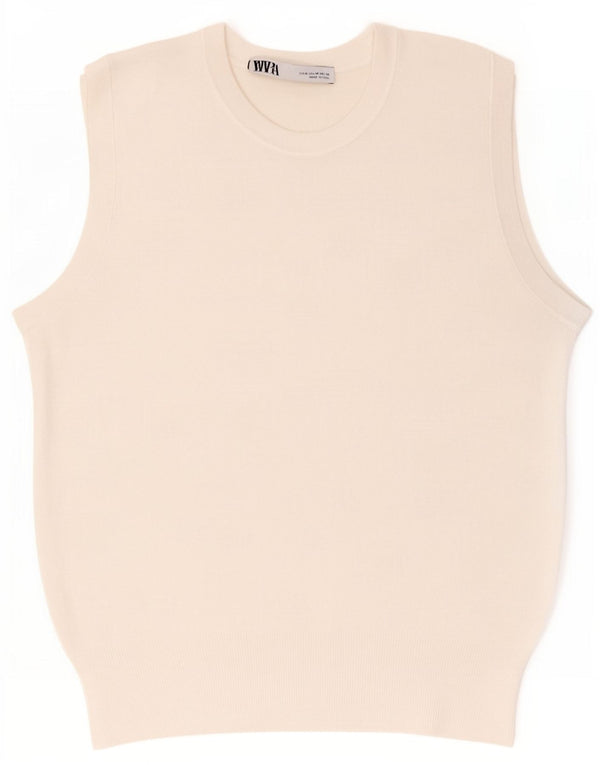 Zara Dame Vest Tank Top UK 12 Medium White Viscose