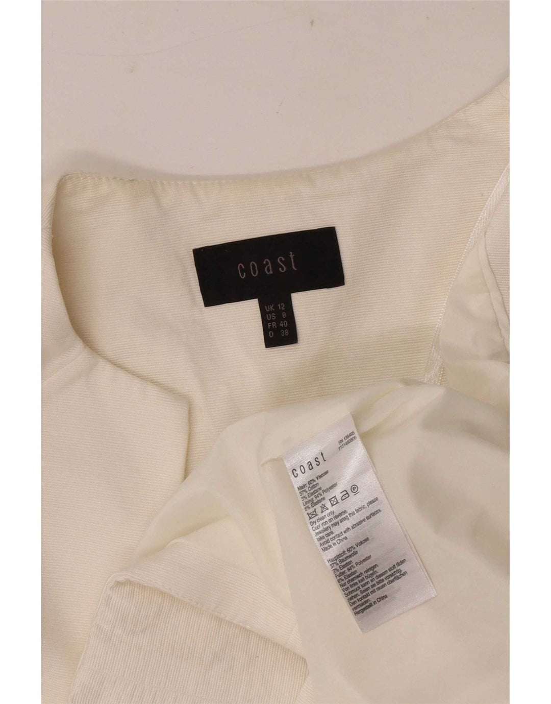 Coast Womens 3/4-ærmet åben Bolero-jakke UK 12 Medium White Viscose