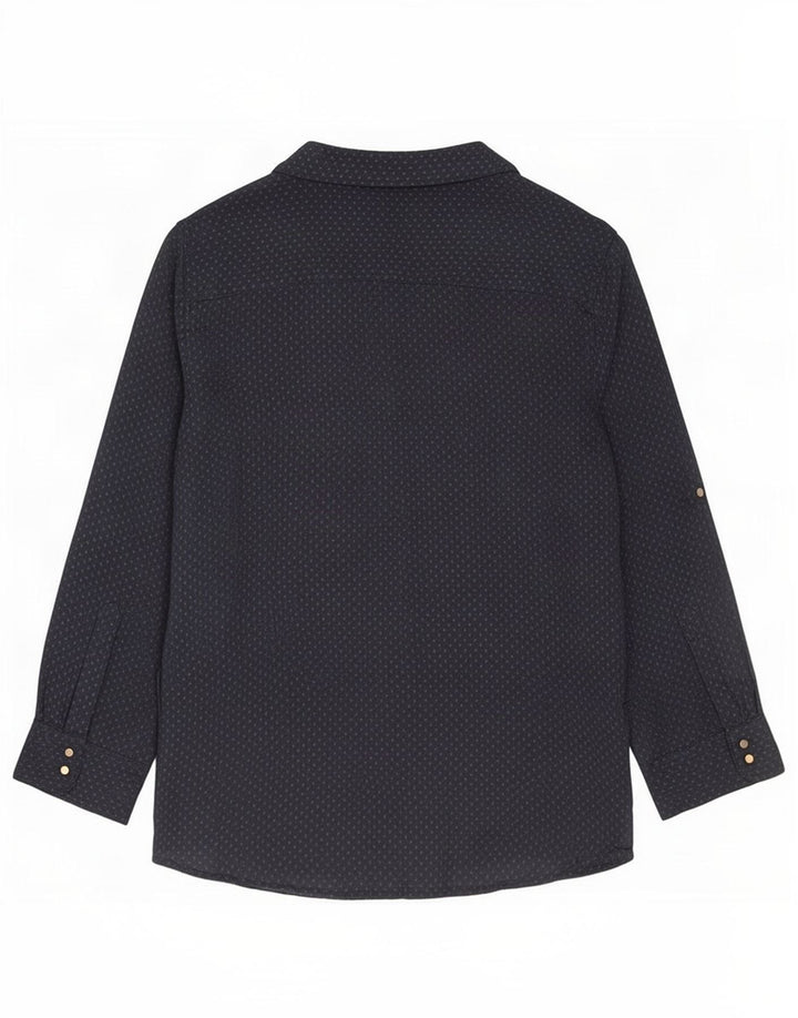 Zara Dame 3/4 ærmet bluse Top UK 14 Medium Navy Blue Plettet