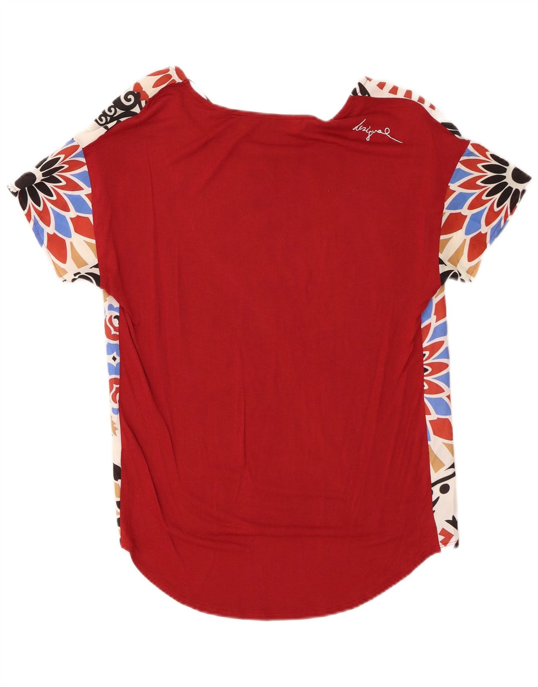 Desigual Damebluse Top UK 10 Small Red Floral Viscose