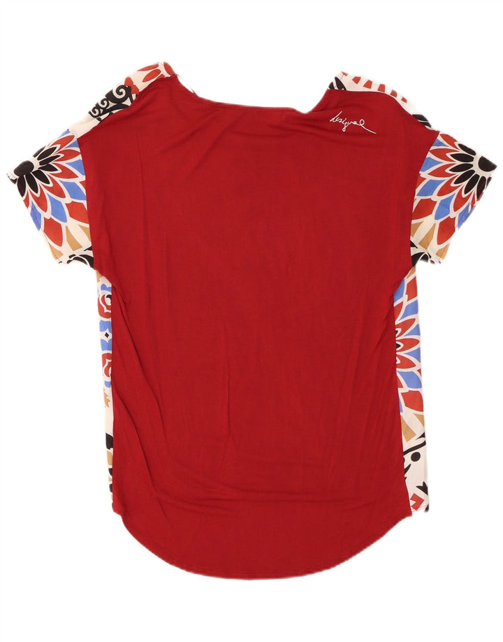 Desigual Damebluse Top UK 10 Small Red Floral Viscose