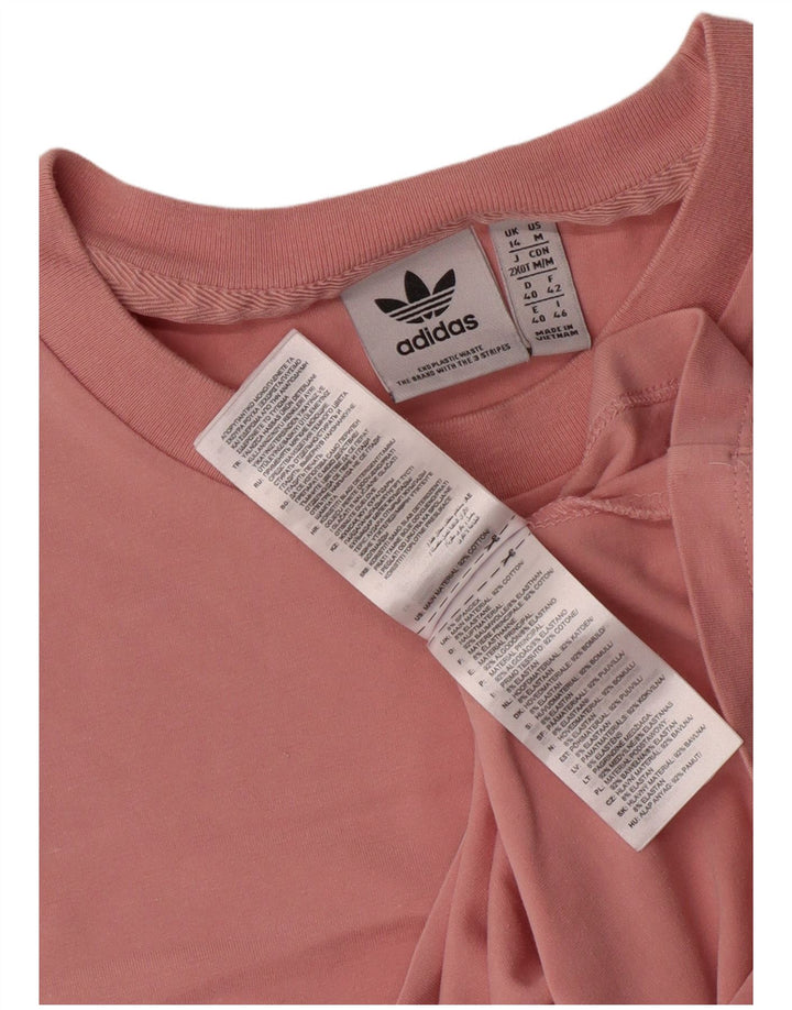 ADIDAS Grafisk T-shirt top til kvinder UK 14 Medium Pink Bomuld