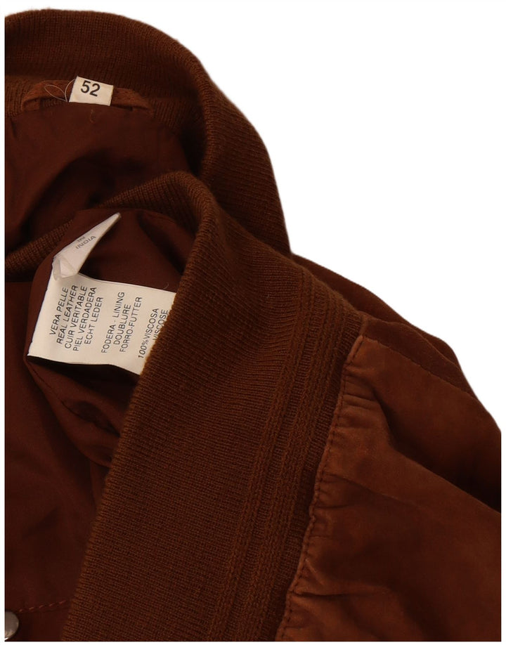 Vintage Herre Ruskinds Bomberjakke EU 52 XL Brun Læder