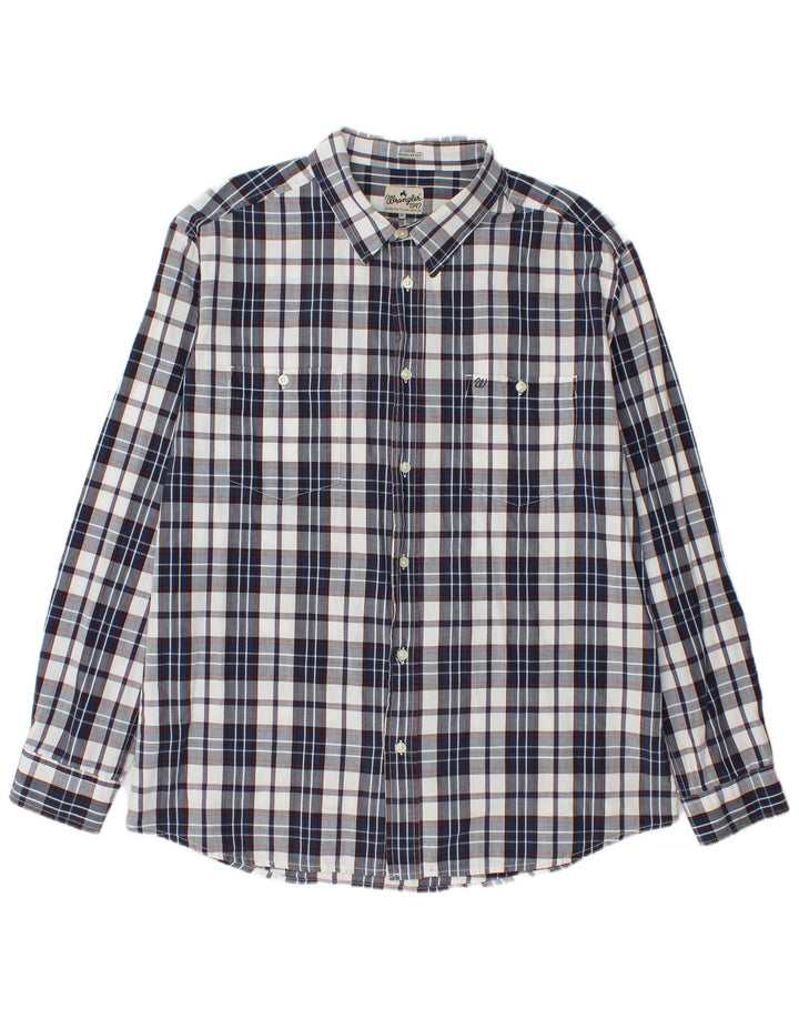 Wrangler herre Regular Fit skjorte 2XL marineblå ternet bomuld