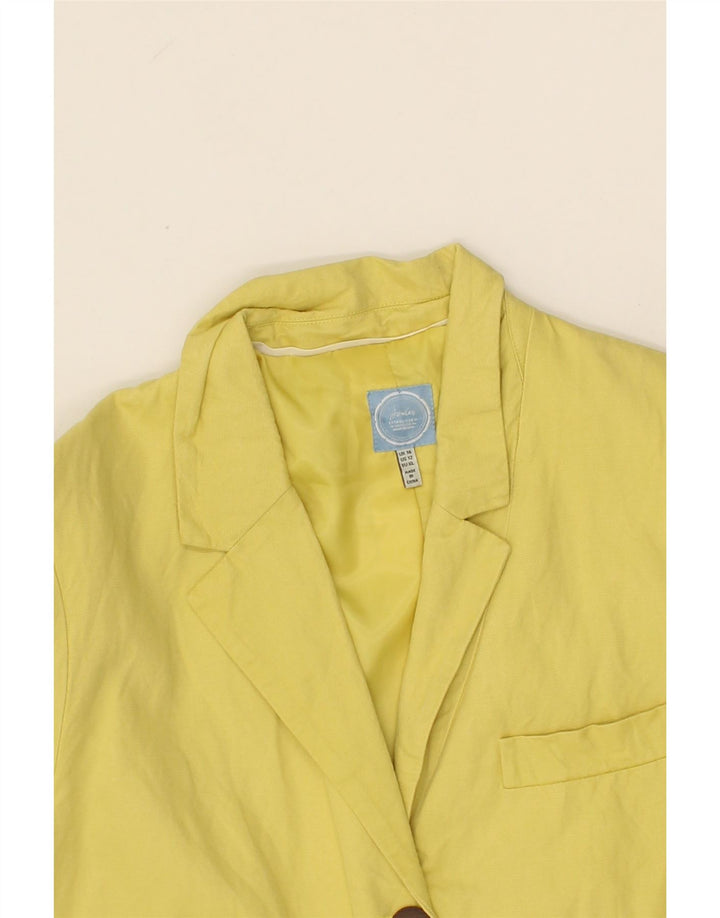 JOULES Womens 3 Button Blazer Jacket UK 16 Large  Yellow Cotton Vintage Joules and Second-Hand Joules from Messina Hembry 