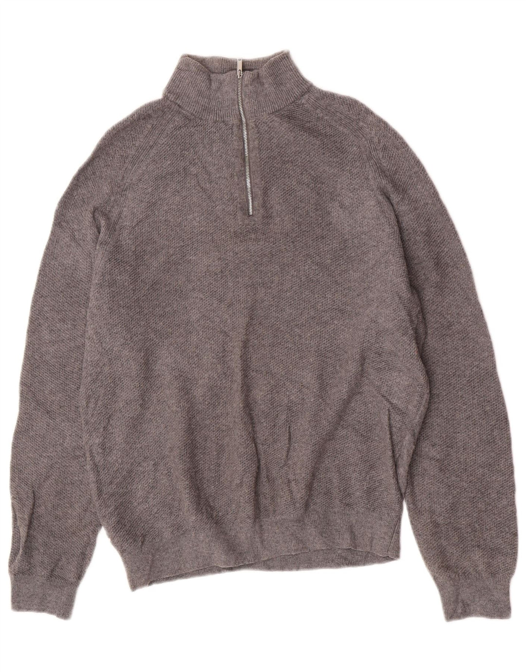 Reiss Herre Zip Neck Jumper Sweater Medium Grey Uld
