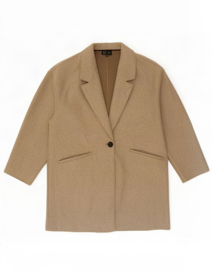 Zara Dame Trafaluc Overfrakke UK 16 Large Beige Polyester