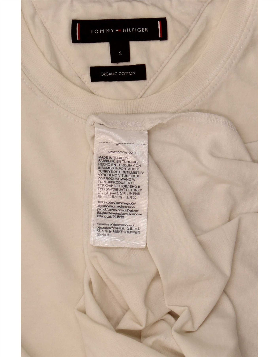 Tommy Hilfiger Herre T-Shirt Top Lille Hvid Bomuld