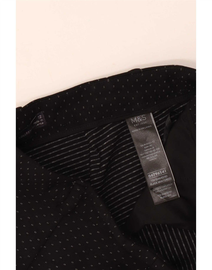 Marks & Spencer Dame Cropped Trousers UK 12 Medium W30 L27 Black Spotted