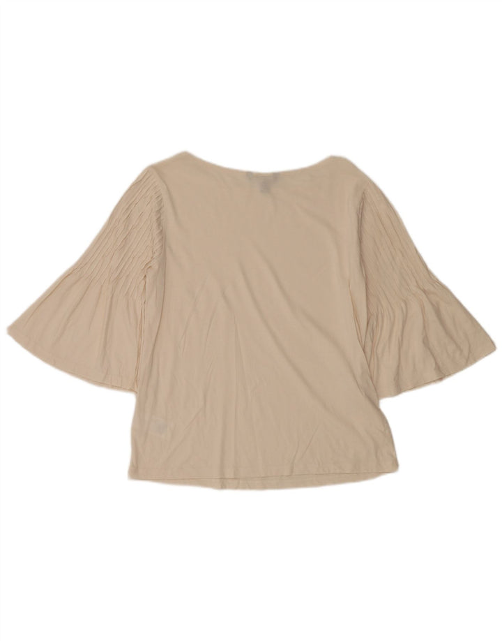 Ralph Lauren Dame Top 3/4 ærmer UK 14 Medium Off White Bomuld