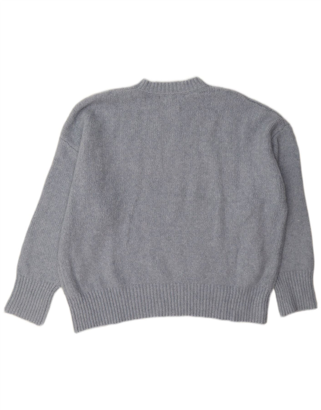 Zara Dame Oversized Crew Neck Jumper Sweater UK 10 Small Grey Polyester